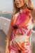 Vestido Midi com estampa floral multicolor com predominância do rosa pink - comprar online