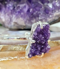 PULSERA DRUSA AMATISTA CON BAÑO DE PLATA