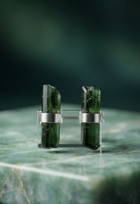 AROS TURMALINA VERDE PLATA