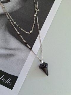 Collar doble cadena pyramid - Blumoon -Mayoristas de accesorios en Once- Blumoon