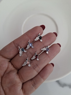 Aritos acero blanco colibrí - comprar online