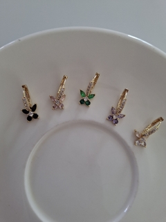 Argollitas clip acero dorado mariposa