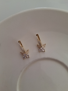 Argollitas clip acero dorado mariposa