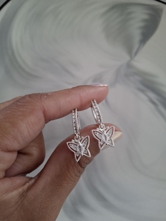 Argollita clip acero blanco mariposa cristal - comprar online