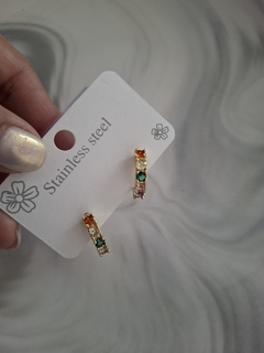 Argollitas acero dorado multicolor - comprar online