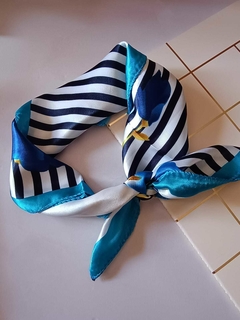 Pañuelo Rayado Azul 50x50cm