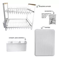 Escurridor De Platos Negro 2 Pisos Madera Hudson Cocina blanco en internet