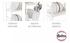Escurridor De Platos Negro 2 Pisos Madera Hudson Cocina blanco - Guma Bazar