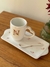 Set Inicial Oro Taza, Bandeja Vintage y Cucharita. Personalizado.