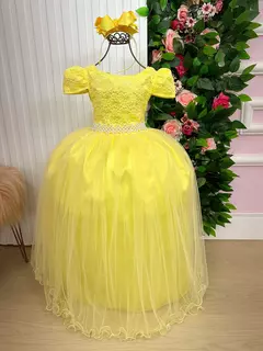 PRE-VENDA Vestido Enjoy Longo Laura Amarelo Rendado