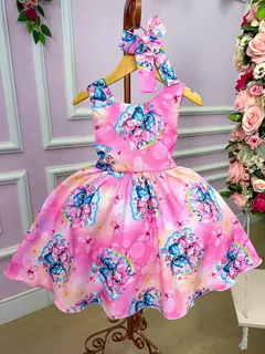 Vestido Tematicos Kids Stitch e Angel Rosa