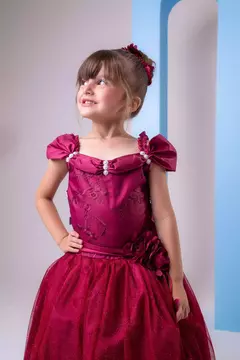 PRE-VENDA Vestido Marie Longo Manga Princesa Marsala - comprar online