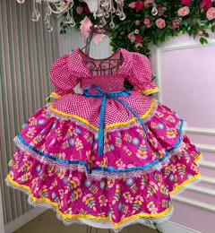 Vestido Bella Child Junino Quermesse Chique Pink na internet