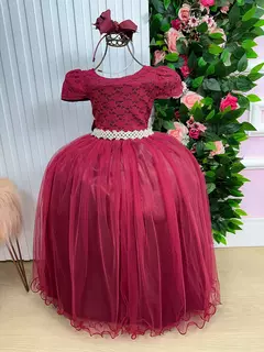 PRÉ-VENDA Vestido Enjoy Longo Laura Peito rendado Marsala