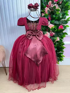 PRÉ-VENDA Vestido Enjoy Longo Laura Peito rendado Marsala na internet