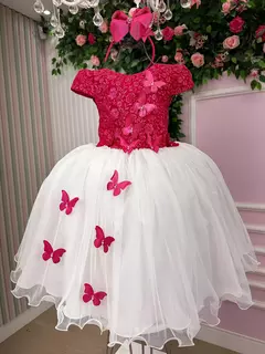 PRÉ-VENDA Vestido Juvenil - Midi Vila Lele Sabrina Pink e Off