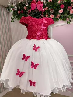 PRÉ-VENDA Vestido Juvenil - Midi Vila Lele Sabrina Pink e Off - comprar online