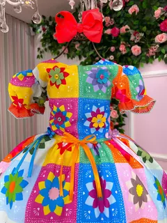 Vestido Marie Junino Luxo Quermesse Elegante Laranja - comprar online
