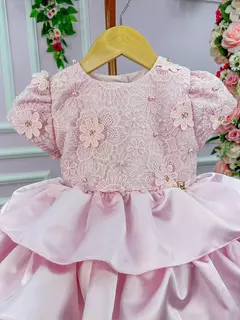 Vestido Miss Sweet Bebe Rosa Bebe Peito Rendado