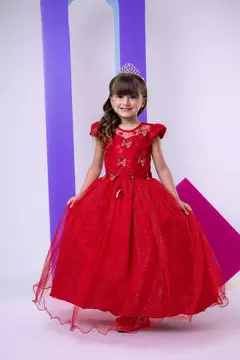 PRÉ-VENDA Vestido Vila Lele Longo Jardim Encantado Borboletas Vermelho