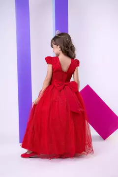 PRÉ-VENDA Vestido Vila Lele Longo Jardim Encantado Borboletas Vermelho na internet