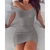 Vestido Sensual de Cintura Fina: Decote V, Cor Sólida, Manga Curta Ajustada com Detalhes nas Laterais na internet