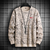 Sweater men's 2023 spring new youth fashion full print casual loose American round neck suede sweater cross-border on internet