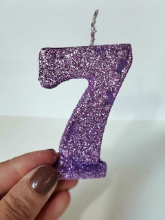 VELA NUMERO CON GLITTER