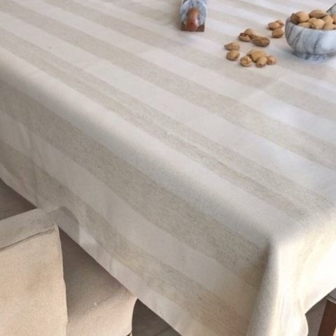 MANTEL LINO ARENA Y NATURAL