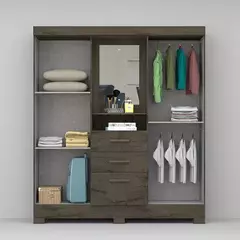 GUARDA ROUPA JOSAN MIRABILIS COM PE E ESPELHO - AMENDOA/OFF WHITE na internet