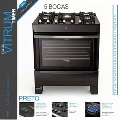 Fogão Vitrum Timer 5 Bocas/ Acendimento Automático - comprar online
