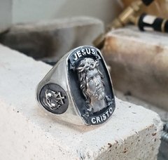 Anel de Prata Jesus Cristo - Celtic Joias Masculinas
