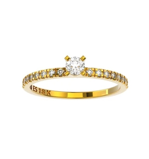 ANEL DE NOIVADO OURO AMARELO E DIAMANTE DE 10 PONTOS - BELIEVE10 - comprar online