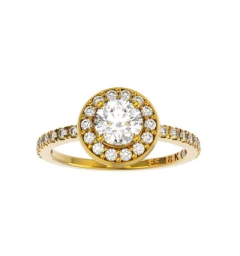 ANEL DE NOIVADO HALO OURO AMARELO E DIAMANTE CENTRAL DE 50 PONTOS - EVER50 - comprar online