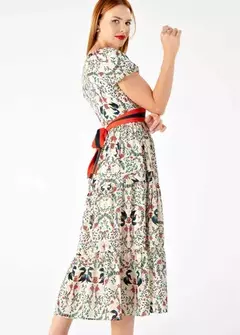 82011 - Vestido Antix Midi Flor de Pêssego - comprar online