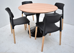 Combo Comedor 4 Sillas Milan + Mesa Tulip Madera Redonda 1 mt - Fabrica Muebles Castelar