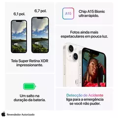Imagem do iPhone 14 Apple, Tela de 6,1", 5G e Câmera de 12MP