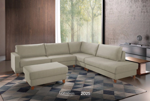 Sofá Fixo Canto Chaise Com Puff PL180 - comprar online