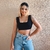 Cropped Hera - Lurex Preto - comprar online
