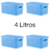 Kit 4 Caixa Organizadora Rattan 4 Litros com Tampa Plástica Cesto Organizador 4L Várias Cores
