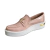 Mocasín de mujer color rosa en charol con plataforma blanca y detalle dorado