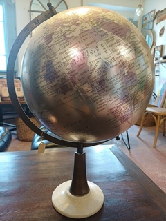 Globo terráqueo grande base marmol (K907)