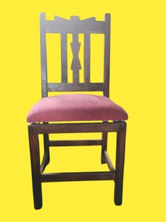 Silla madera moño asiento rosa (E165)