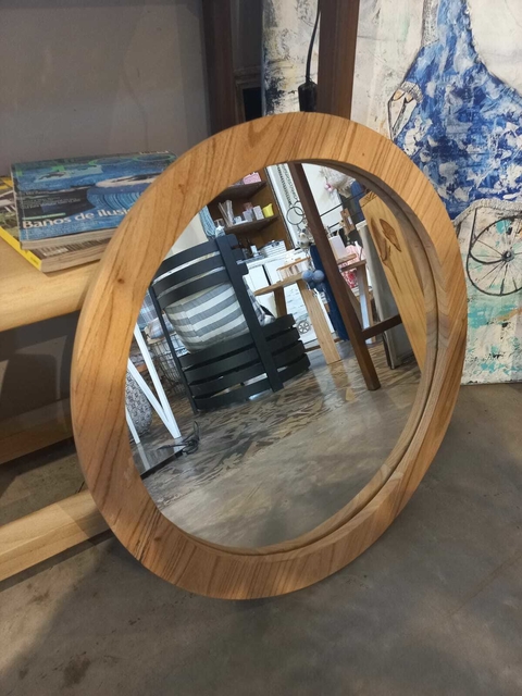 Espejo redondo madera