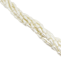 Tira (80cm) Perla Gota de Plastico 4 x 8mm Crema