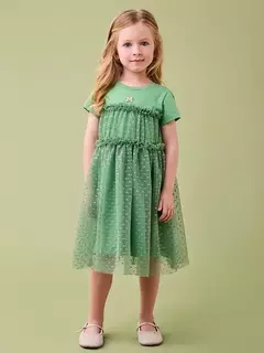 VESTIDO VERDE COM SAIA DE TULE POÁ Momi