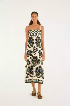 vestido cropped estampado floral arabesque farm