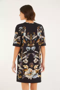 vestido t-shirt basico estampado jardim Farm - LAURA ANTUNES ARTESANATO