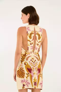 vestido curto estampado tapeçaria tropical Farm na internet