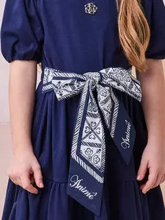 Vestido Marinho com Cinto Estampado Anime - LAURA ANTUNES ARTESANATO